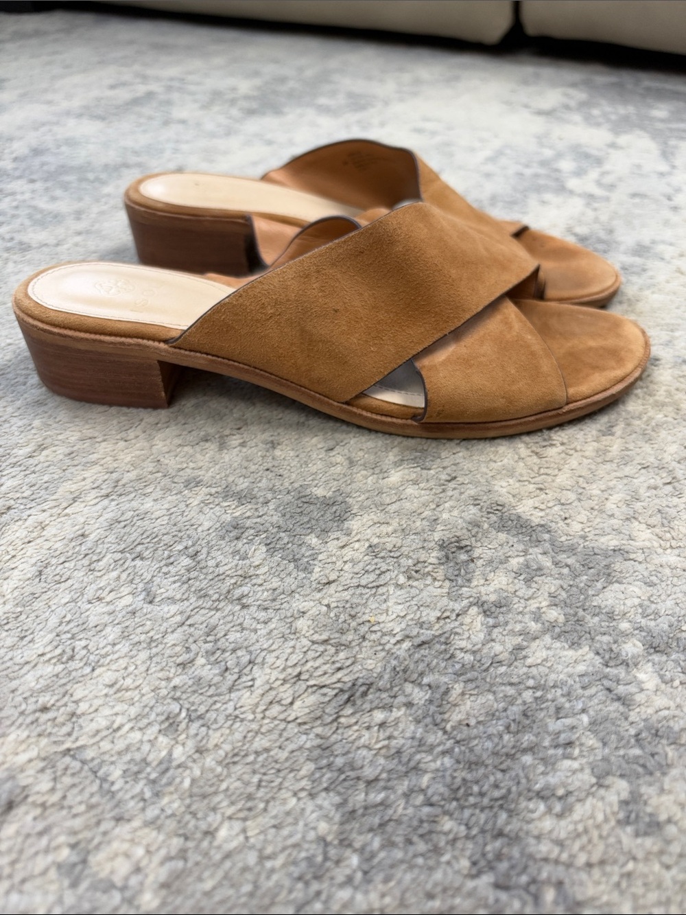 Isola Tan Suede Leather Ginata Slide Sandals Criss Cross Sz 8